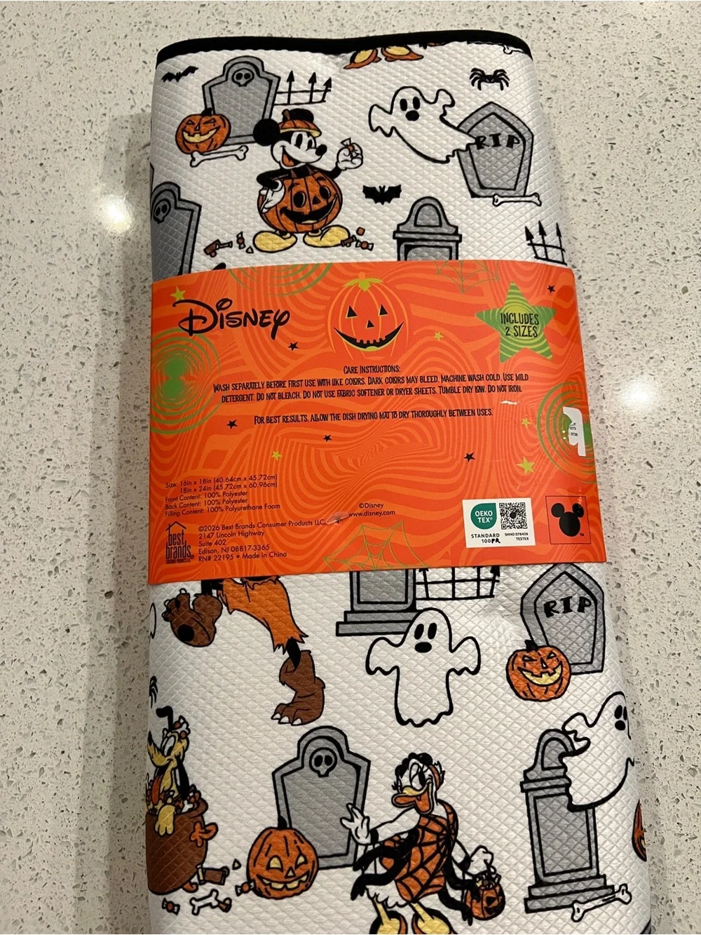 Adorable Disney Fab 5 Halloween dish drying mat set